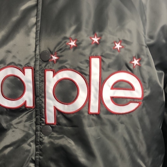 Staple Jacket Bold Spellout Stars Snap Jacket 2XL Gray - Picture 2 of 8